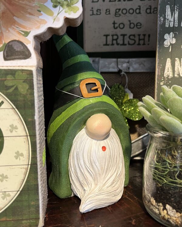 resin st patrick's day gnome in store
