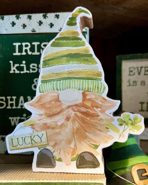 wood and paper st. patrick's day gnome