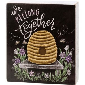 Chalkboard style we beelong together block sign