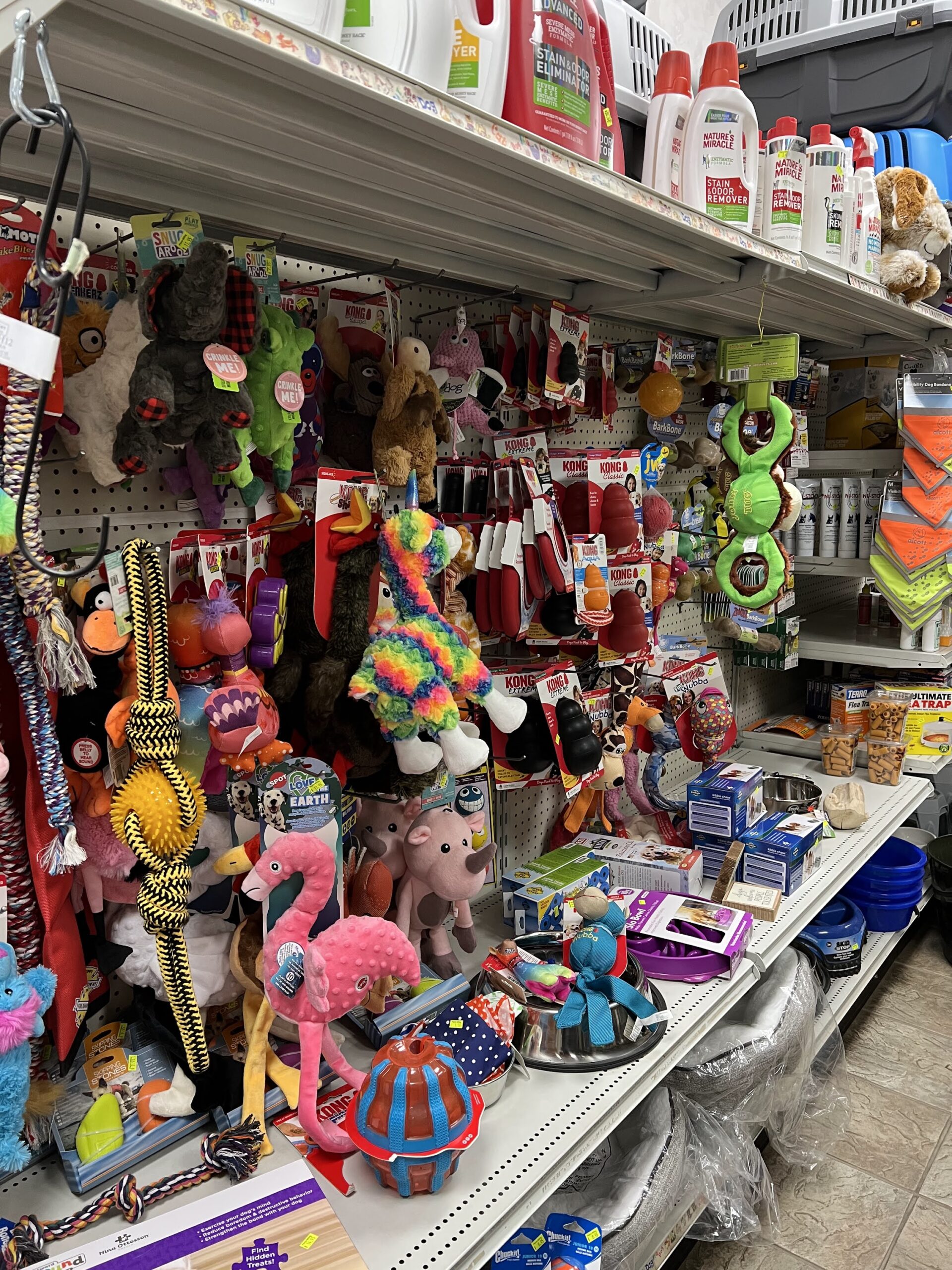 in-store selection of dog toys