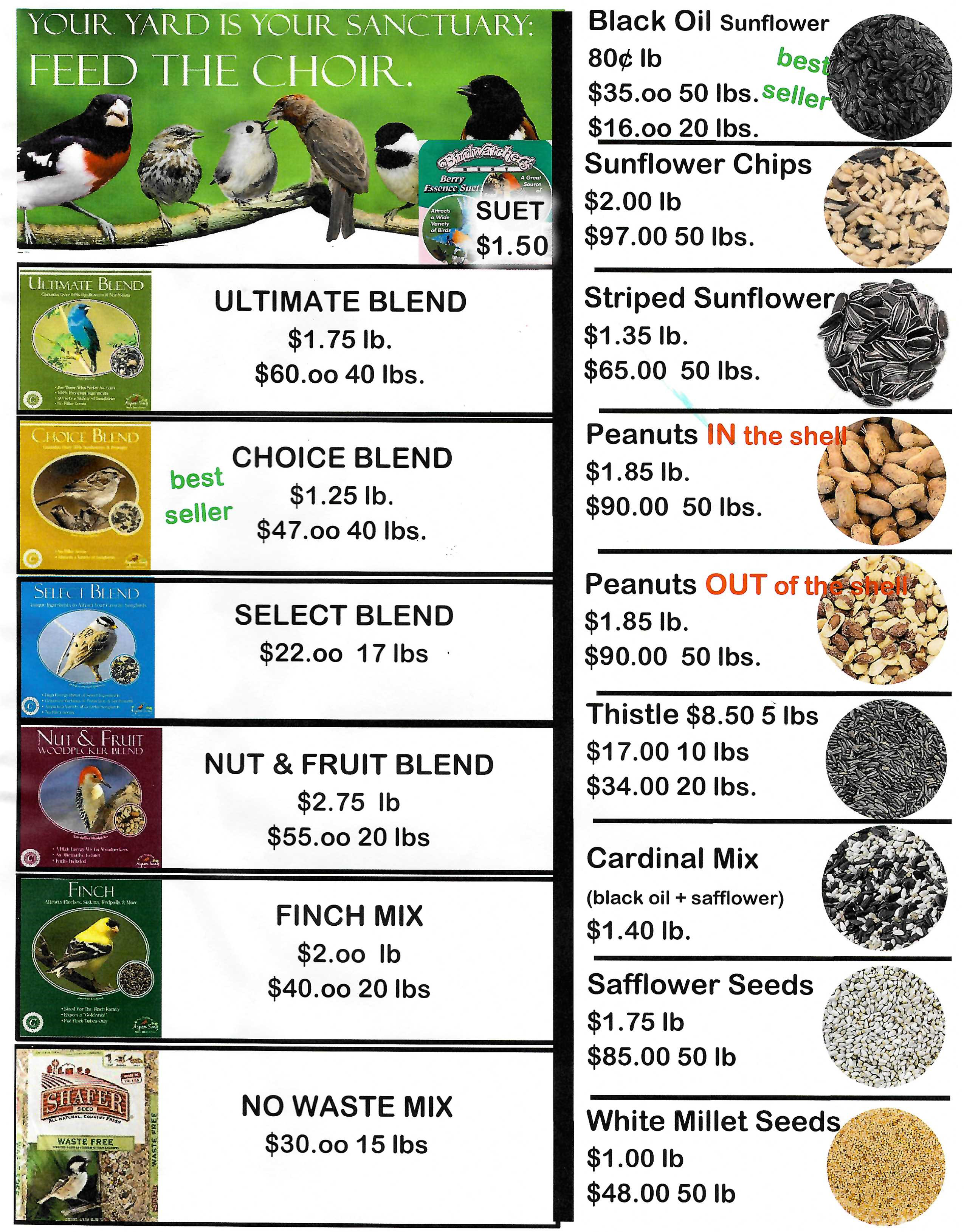 current bird seed prices